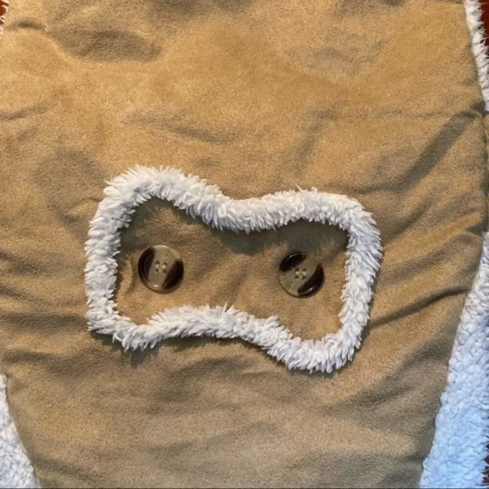 Faux Suede Fuzzy Fleece Dog Jacket Coat Small